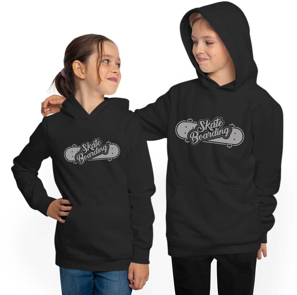 Skater Hoodie Kids Hooded Sweater - Skateboard with Skateboarding Lettering i539